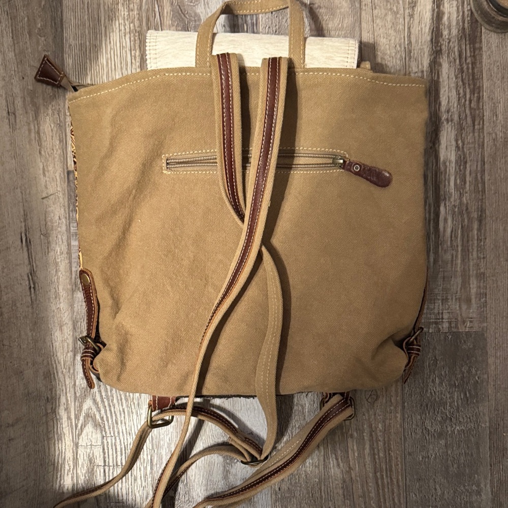 Tan and Brown Cowhide Myra Backpack - Picture 2 of 4